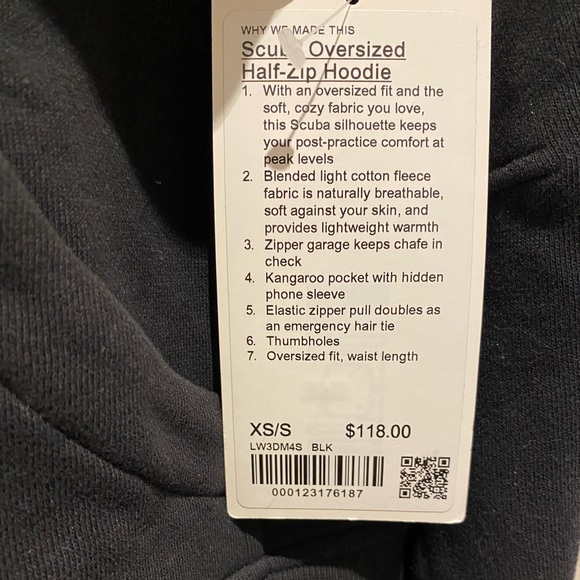 Luluemon Scuba Oversized Half Zip Hoodie Black SizeXS/S - Picture 8 of 13